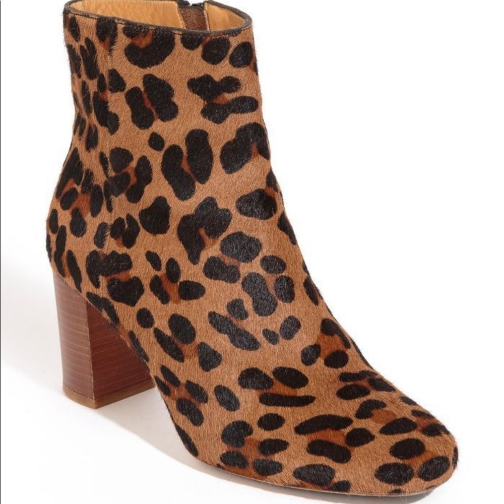 Sezane Lea Calf Hair Leopard Booties 38